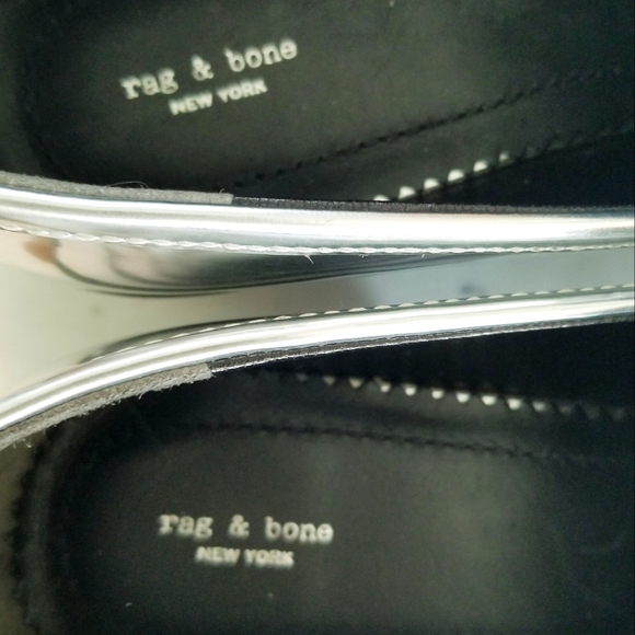 Rag & bone Silver Maxwell Loafers Flats NWT Studded Shiny Leather Casual Grunge - Picture 5 of 14